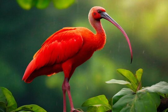Scarlet ibis bird HD 8K wallpaper Stock Photographic Image