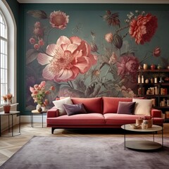 floral wallpaper for living room decor