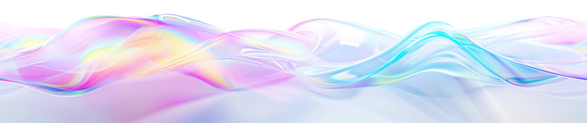 Fototapeta premium Abstract rainbow gradient color waves background. Horizontally seamless pattern, white space above. Generative AI 