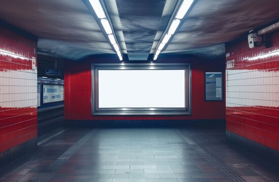 Blank white billboard with empty space underground