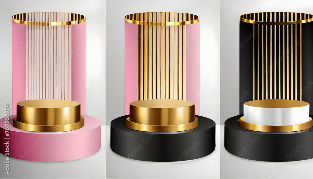 Aufkleber set of abstract vector rendering 3d shape for product display presentation. collection. generative a