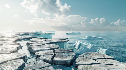 Melting Icebergs: A Climate Crisis Unfolds - obrazy, fototapety, plakaty