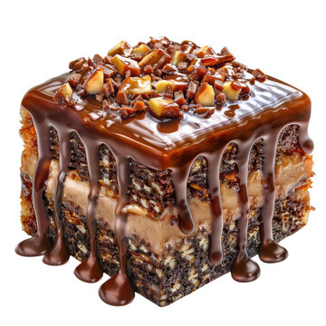 Toffee cake isolated on transparent background