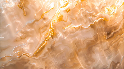 Glass, marble background, texture, water in shades of orange-gold with light reflection. Szklane, marmurowe tło, tekstura, woda w odcieniach pomarańczowo złotych z odbiciem światła. 