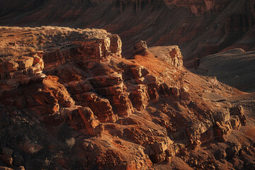 Obraz premium A rocky hillside with a sunset in the background