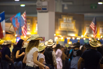Line dance and country music at festival - obrazy, fototapety, plakaty