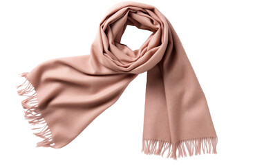 A delicate pink scarf gently draped on a pristine white background