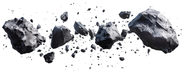 Flying asteroids cut out