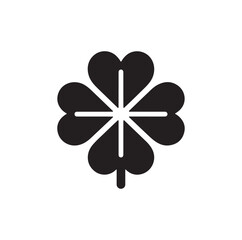 Four leaf clover icon. Black icon isolated on white background. Clover silhouette. Simple icon