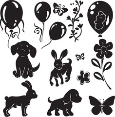 Balloon Animals silhouettes bubble 