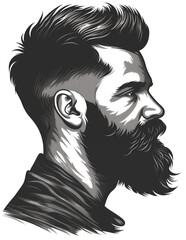 Grayscale barbershop logo transparent