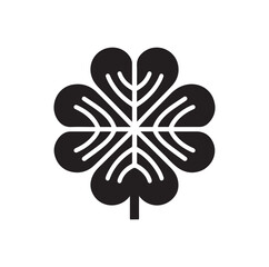 Four leaf clover icon. Black icon isolated on white background. Clover silhouette. Simple icon
