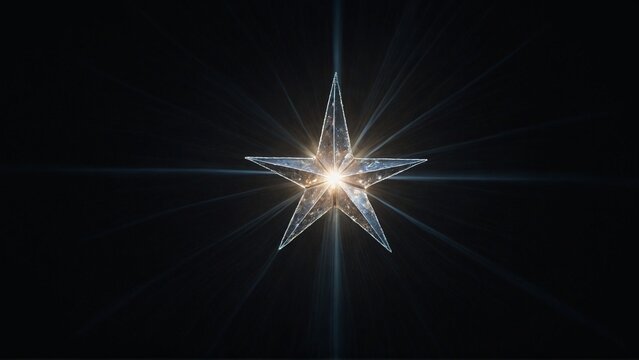 A transparent image of a shining star against a dark background