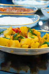 Meze or mezze starter food, selection of small dishes served as appetizers in Albanian, Bosnian, Armenian, Levantine, Turkish, Bulgarian, Greek, Egyptian, Balkan, Caucasian, Persian cuisine