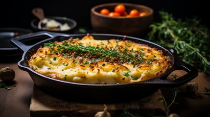 Casserole With Cheese and Herbs in a Pan