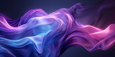 Poster Abstract blue and purple liquid wavy shapes futuristic banner. Glowing retro waves vector background © Gonzalo