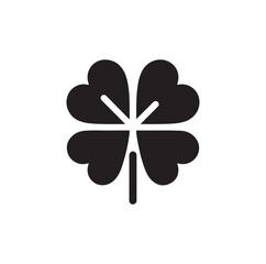 Four leaf clover icon. Black icon isolated on white background. Clover silhouette. Simple icon