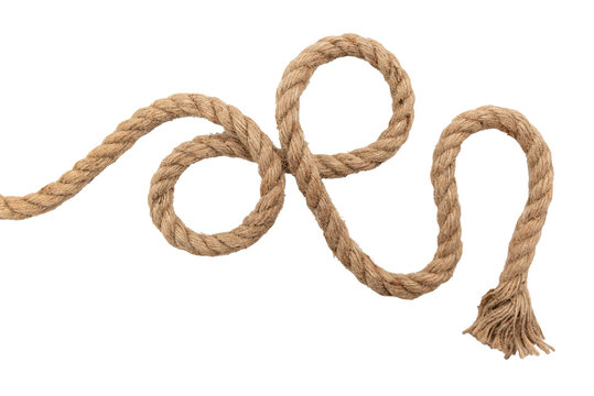 Jute. Twisted linen rope on a white background. Rope