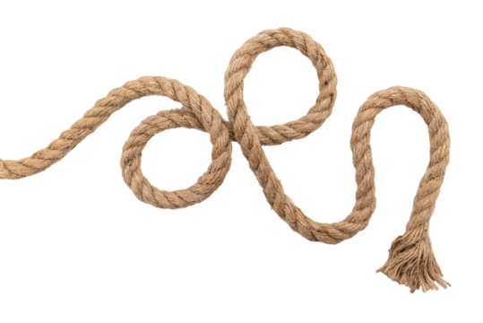 Jute. Twisted linen rope on a white background. Rope