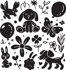 Balloon Animals silhouettes bubble 