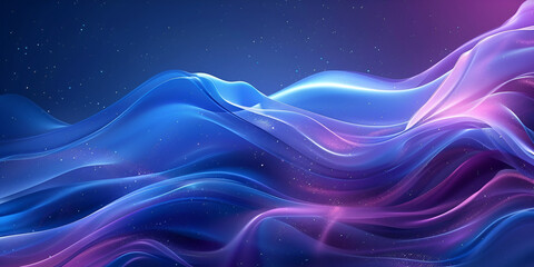 Abstract blue and purple liquid wavy shapes futuristic banner. Glowing retro waves vector background - obrazy, fototapety, plakaty