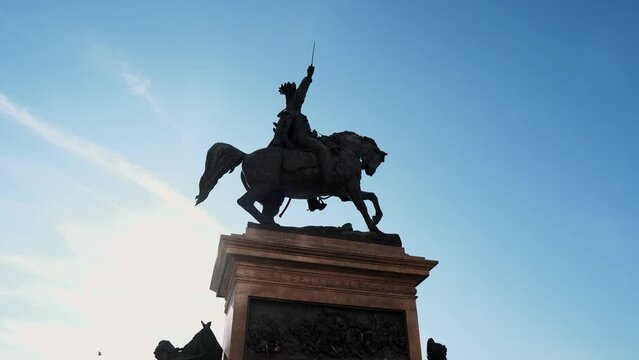 National Monument to Victor Immanuel II in Venice. Equestrian statue monument in Venice, Italy. Monument to Victor Emmanuel II located in Riva degli Schiavoni, in Castello, Venice, Italy