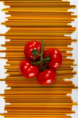 Food background, colorul dried pasta spaghetti, paralleled lines, wallpapers with stripes