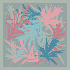 Pastel color floral scarf design. Vector simple pattern for a neckerchief, carpet, kerchief, bandana, rug. - 769968824