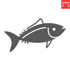 Tuna glyph icon, seafood and fish, tuna fish vector icon, vector graphics, editable stroke solid sign, eps 10.