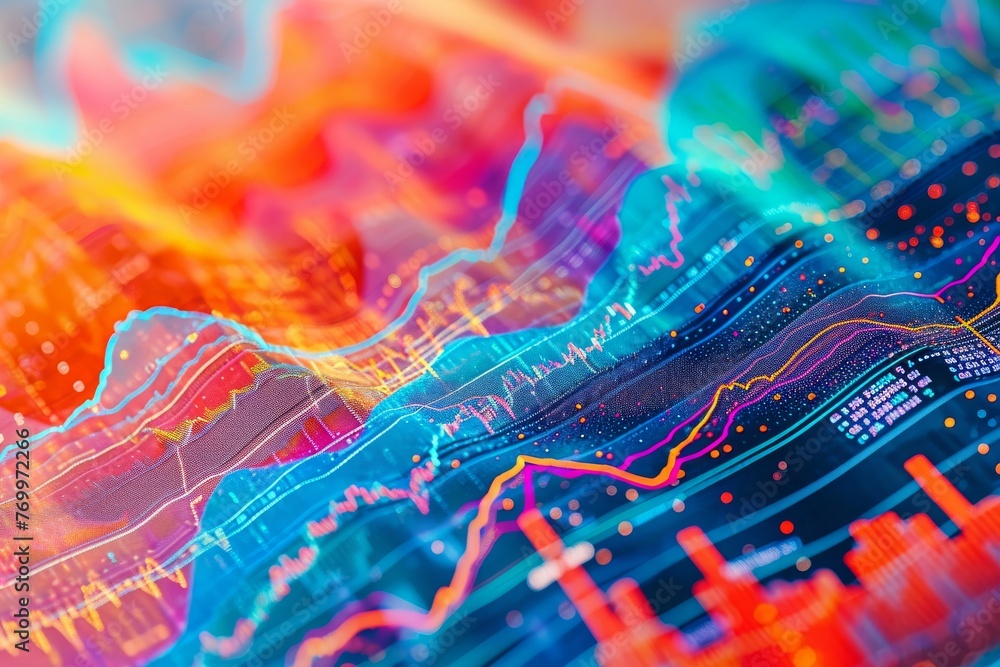 Aufkleber this close-up photo showcases a vibrant and lively abstract background featuring an array of bold co