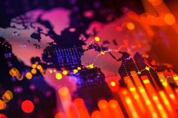Close Up of a Map of the World, A heat map showing hot spots in the stock market, AI Generated - obrazy, fototapety, plakaty