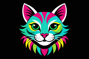 a hippy cat head print ready vector t-shirt design