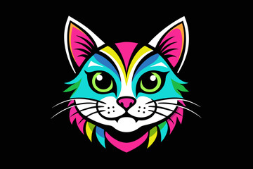 a hippy cat head print ready vector t-shirt design