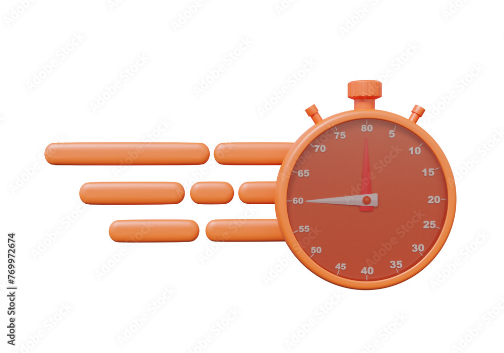 Poster fast timer clock delivery service isolated on transparent background. logistics tracking deliver. el
