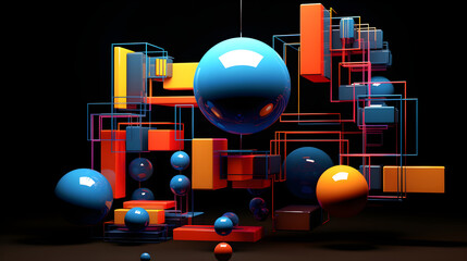 Conceptual Image Displaying Advanced 3D Computer Graphics and Digital Artistry