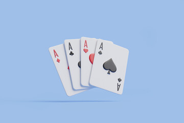 Four Aces from Different Suits Light Blue Background