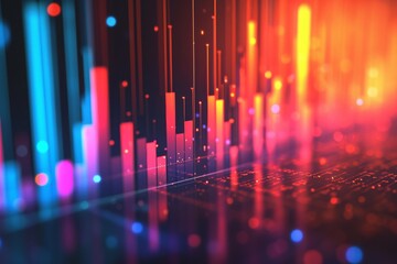 A vibrant background filled with a multitude of lines and dots in various colors, A histogram showing stock distribution in a diversified portfolio, AI Generated - obrazy, fototapety, plakaty