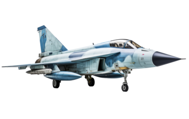 A fighter jet cuts through a serene white sky, showcasing its power and grace