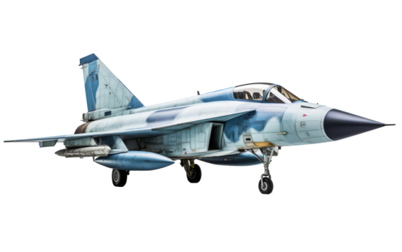 A fighter jet cuts through a serene white sky, showcasing its power and grace