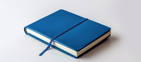 A blue notebook with closed pages displayed alone on a white background.