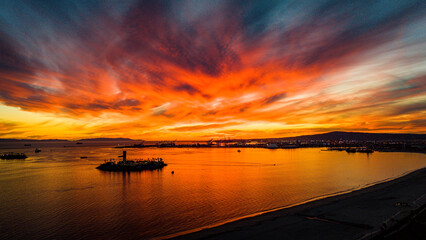 sunset over Long Beach