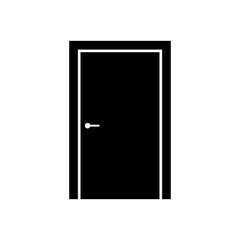 Door icon. Black silhouette. Front view. Vector simple flat graphic illustration. Isolated object on a white background. Isolate.