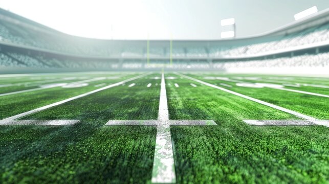 3D depicts American football field on white backdrop, capturing the intensity and excitement of the game in dynamic illustration.