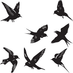 Swallow Birds Flying Silhouettes 