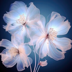 a flower created from transparent material on a pastel background