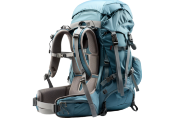 A blue backpack with a smaller backpack attached to it, creating a unique and practical look