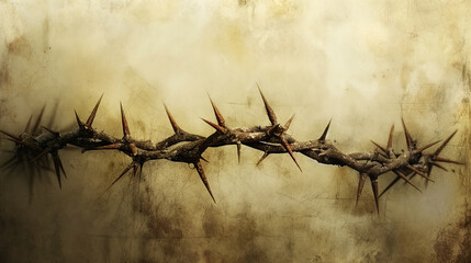 Easter concept. Thorn branch on an abstract background. AI Generative