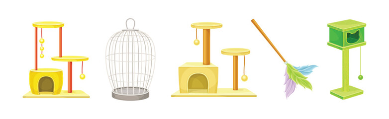 Pet Shop Product Assortment and Animal Accessory Vector Set