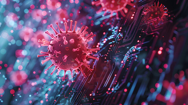 Computervirus, Virus im Computer, Cybersicherheit, IT Sicherheit, Zukunft der Computerviren, Sicherheit im Internet, Platine, Internet, Viren im Internet 