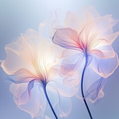 a flower created from transparent material on a pastel background